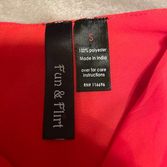 Sheer red 3/4 length sleeved blouse, size S, $15 - Picture 3 of 6